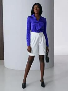 MOTF PREMIUM 100% SILK STRAIGHT SHIRT - Royal Blue - View 11