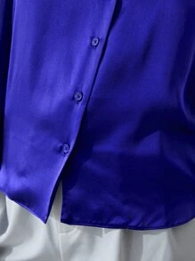 MOTF PREMIUM 100% SILK STRAIGHT SHIRT - Royal Blue - View 7