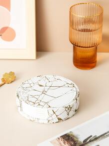 6入組刺繡金屬質感杯墊 - 白色 - 查看 2