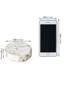 6入組刺繡金屬質感杯墊 - 白色 - 查看 6