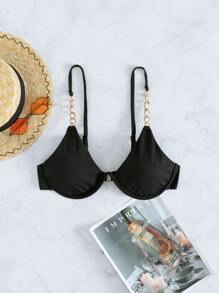 SHEIN Swim Top bikini vinculado con cadena con aro