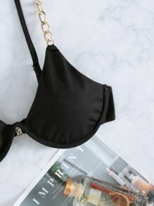 SHEIN Swim Top bikini vinculado con cadena con aro