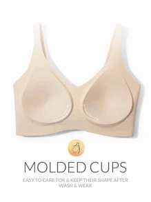 LUVLETTE Dream Curve 2ndSkin 无线全覆盖无缝隐形侧面支撑休闲裸色内衣可作为外穿 T 恤粘性 SizeFreedom 文胸隐形内衣舒适必备品也适合青少年女孩和儿童