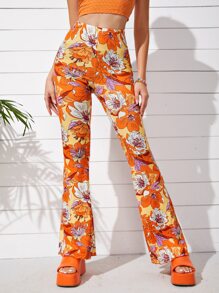 Soleia 90年代高腰印花喇叭褲 - 彩色 - 查看 3