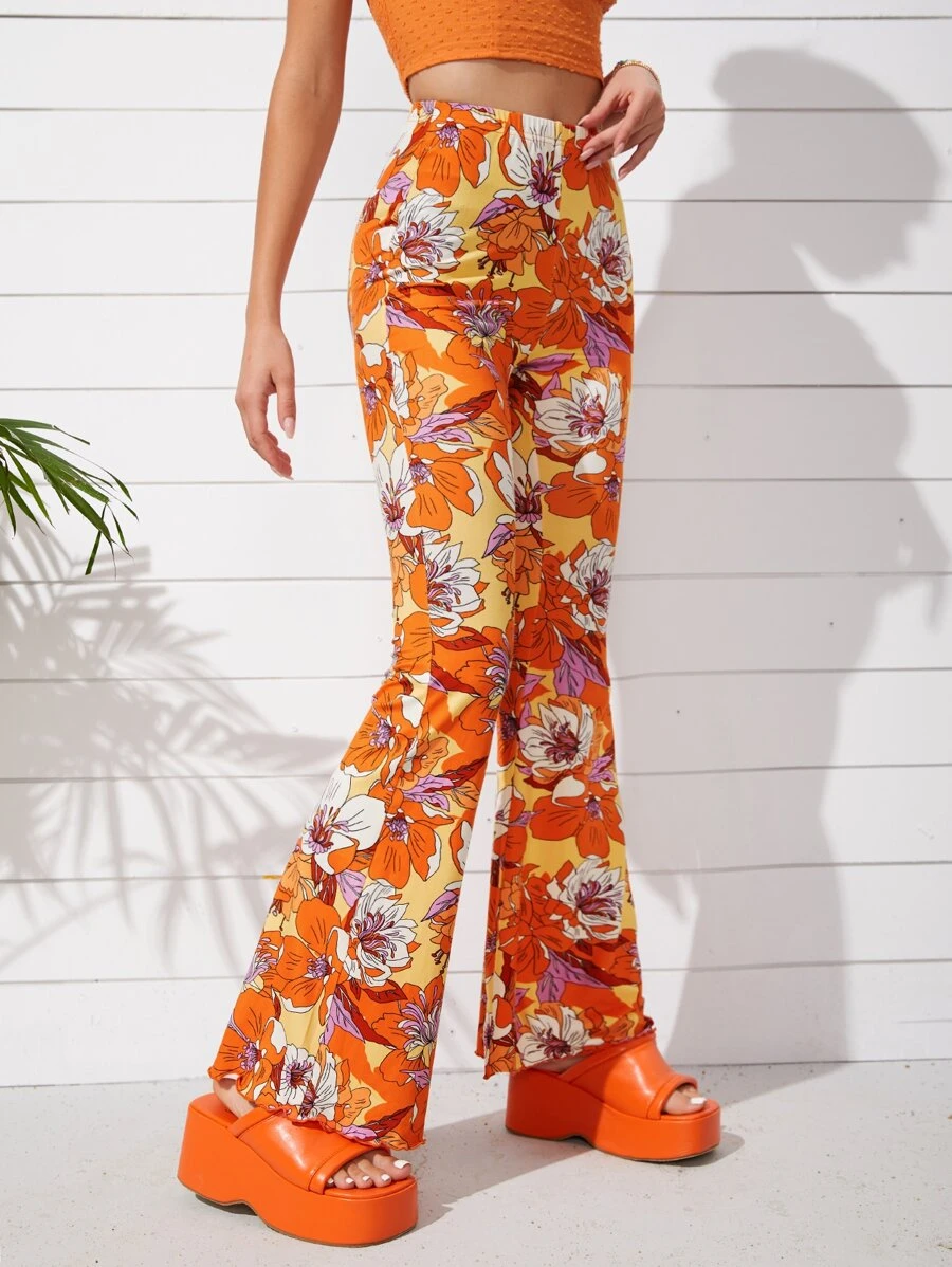 Soleia 90年代高腰印花喇叭褲 - 彩色 - 查看 1