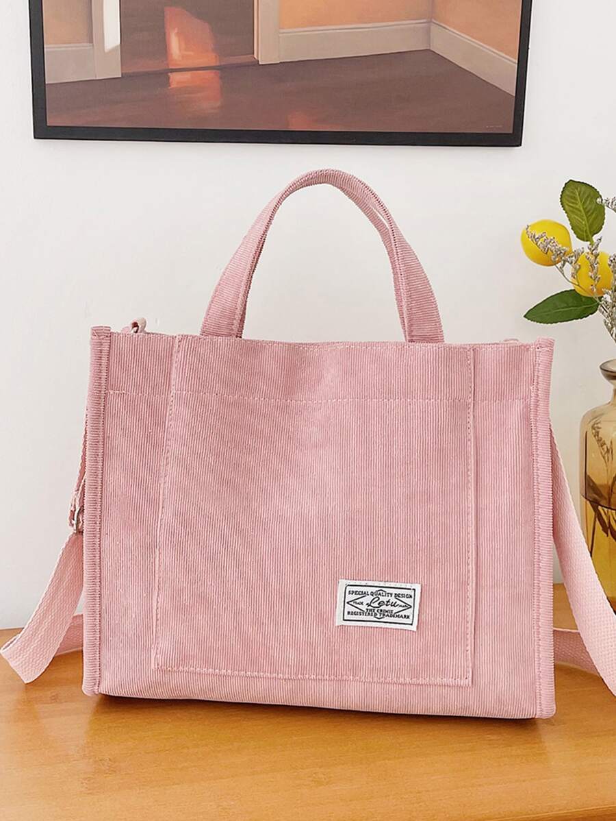 Letter Graphic Top Handle Bag Túi đi học dành cho sinh viên mới tốt nghiệp, Teen Girls, Freshman, Sophomore, Junior & Senior in College, University & High School, Perfect For Outdoors, Travel & Back to School - Hồng - Xem 1