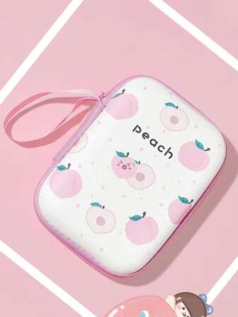 桃子印花數據線收納袋