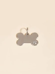 1 pieza Identificador para mascotas con diseño de diamante de imitación hueso en forma de