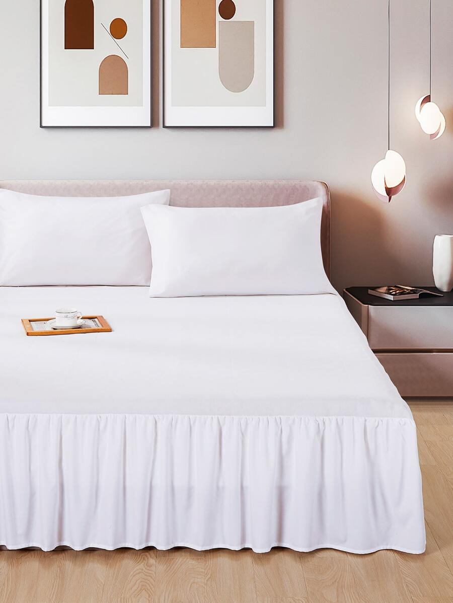 Plain Bed Skirt - White - View 1
