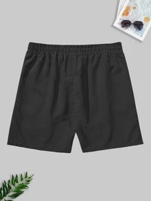 Manfinity Hombres Shorts con cordón con estampado de mariposa y letra - Negro - Ver 2
