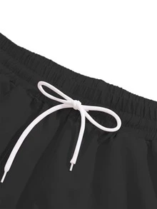 Manfinity Hombres Shorts con cordón con estampado de mariposa y letra - Negro - Ver 4