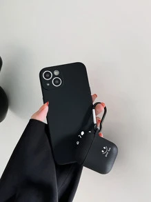 1pc Smile Print Phone Case & 1pc Case Compatible With Airpods Compatible With iPhone15/15Plus/15Pro/15Promax - Black and White - View 3