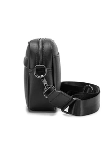 Bolso bandolera estilo coreano, bolso de hombro, bolso cuadrado, bloque de color con estampado de molino de viento vintage aleatorio de PU, impermeable, multifuncional, casual, versátil, de negocios, para estudiantes universitarios, hombres, deportes, bolso de mensajero, regalo para novio, bolso bandolera para hombres, mini bolso, bolso pequeño, bolso de oficina, bolso bandolera, bolsos laterales para hombres, artículos de nueva vida para estudiantes, artículos esenciales para hombres, bolso de moda para hombres, útiles escolares de graduación, bolso pequeño para hombres, bolso de Body para hombres, bolsa, bolsa de cámara, festival, Día de San Valentín - Negro - Ver 4