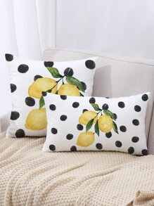 1pc Lemon Print Cushion Cover Without Filler - Multicolor - View 1