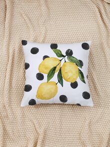 1pc Lemon Print Cushion Cover Without Filler - Multicolor - View 3