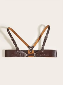 1 條女用大尺碼棕色彈性吊帶,長度：110 厘米