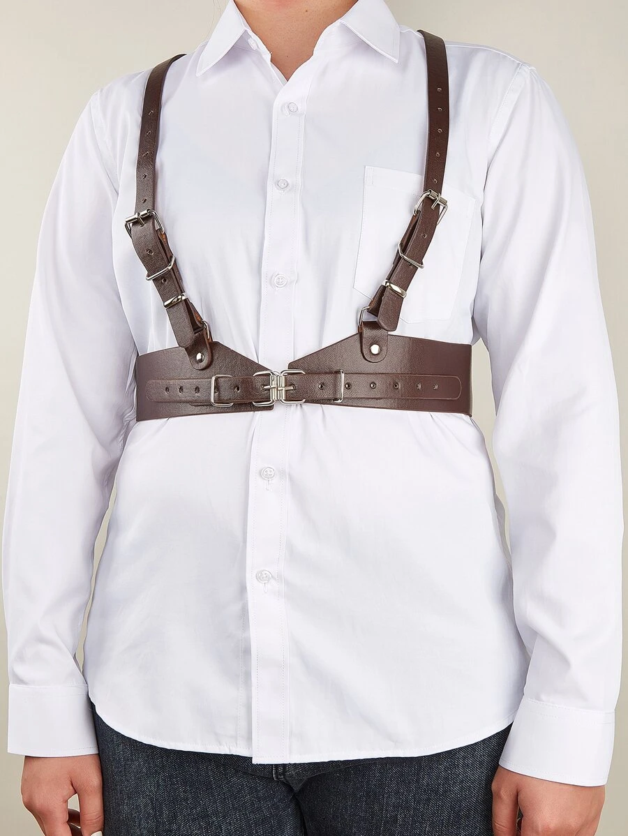 1 條女用大尺碼棕色彈性吊帶,長度：110 厘米