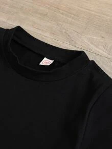 SHEIN Young Girl Round Neck Tee & Dual Pocket Belted Shorts - Multicolor - View 5