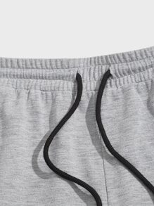 Manfinity VCAY 3Pcs Men's Loose Fit Patchwork Shorts Baggy Drawstring Knee Cotton Cool Plain Urban Back To School Clothes Friends - Multicolor - View 5