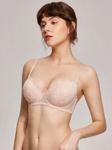 LUVLETTE Lingerie Double Up Lace Push-Up Bra - Pink - View 8