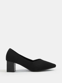 Chunky Heeled Courts - Black - View 6