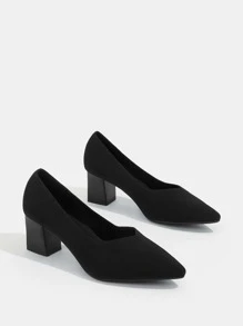 Chunky Heeled Courts - Black - View 5