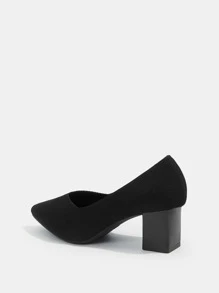 Chunky Heeled Courts - Black - View 3