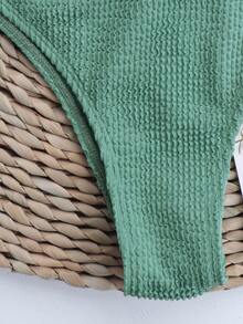 Textured Drawstring Bikini - Green - View 4
