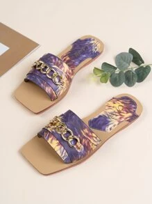 圖案印花鏈條裝飾涼鞋 - 彩色 - 查看 5
