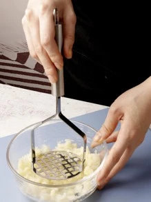 1pc Stainless Steel Potato Masher, Simple Kitchen Tool For Mashed Potato - Silver - View 6