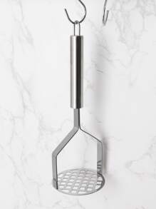 1pc Stainless Steel Potato Masher, Simple Kitchen Tool For Mashed Potato - Silver - View 4