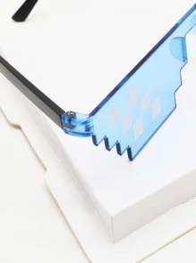 马赛克时尚眼镜，不对称方形镜框，女士时尚眼镜，适合派对、户外驾驶、装饰、沙滩配饰，女士沙滩配饰，夏季沙滩度假、户外、旅行眼镜。 - 彩色 - 查看 4