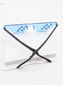 马赛克时尚眼镜，不对称方形镜框，女士时尚眼镜，适合派对、户外驾驶、装饰、沙滩配饰，女士沙滩配饰，夏季沙滩度假、户外、旅行眼镜。 - 彩色 - 查看 5