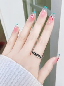 24ピース ハートプリント テープ 1枚 爪やすり 1本 ネイルチップ