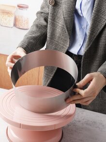 1入組不銹鋼蛋糕粉色的有彈性蛋糕圈適用於廚房烘焙 - 銀色 - 查看 8