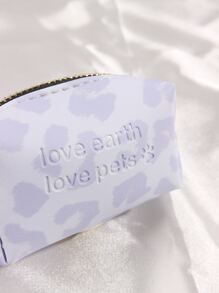 nicovaer 1pc PU Material Pet Waste Bag Dispenser, Light Purple Leopard Print Design, Suitable For Daily Outdoor Activities With Cats And Dogs (Does Not Include Leash And Bags) - Purple - View 5