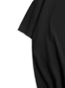 ROMWE MEN Anime 男士棉質立體圖形 Y2K T恤 - 黑色 - 查看 3