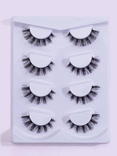 MAGEFY 4 paia di ciglia finte naturali, ciglia folte e arricciate per uso in occasioni, ciglia manga, elementi essenziali da viaggio