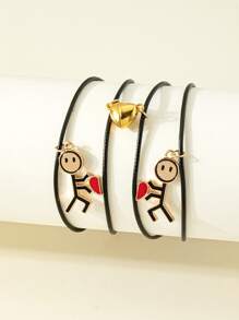 2 piezas Pulsera magnético con diseño de corazón & de dibujos animados - Amarillo Oro - Ver 2