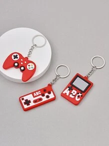 3pcs Men Game Console Charm Keychain - Red - View 3
