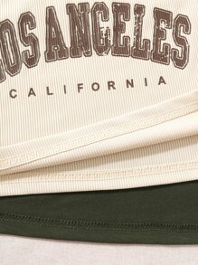 SHEIN Unity Letter Graphic Cami Top & High Low Tee - Multicolor - View 4