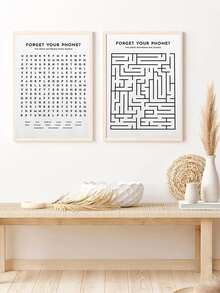 2入組標語圖案無框畫 - 黑與白 - 查看 2