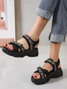 Sandalias deportivas con cierre de velcro para mujer, sandalias deportivas con tira en el tobillo y bloque de color - Multicolor - Ver 4