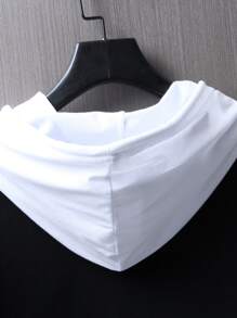 Aesthetic Post--Men Letter Graphic Drawstring Hooded Tee - Black - View 7