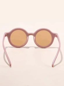 Round Frame Colorblock Kids Fashion Glasses - Dusty Pink - View 5