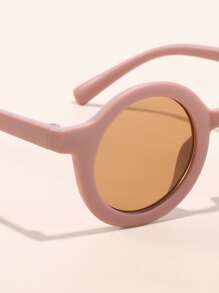 Round Frame Colorblock Kids Fashion Glasses - Dusty Pink - View 4