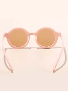 Round Frame Contrast Color Kids Fashion Glasses - Pink - View 3