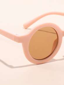 Round Frame Contrast Color Kids Fashion Glasses - Pink - View 4