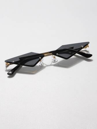 1 件女士金属无框菱形复古 Y2K 时尚眼镜，适合狂欢装扮、音乐节派对、海滩配饰，适合女士眼镜、墨镜、秋冬基本款女士服装、商务休闲礼物，适合夏季海滩度假、户外、旅行