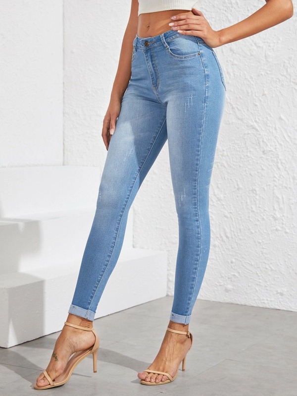 Stonewash Cat Whiskers Skinny Jeans